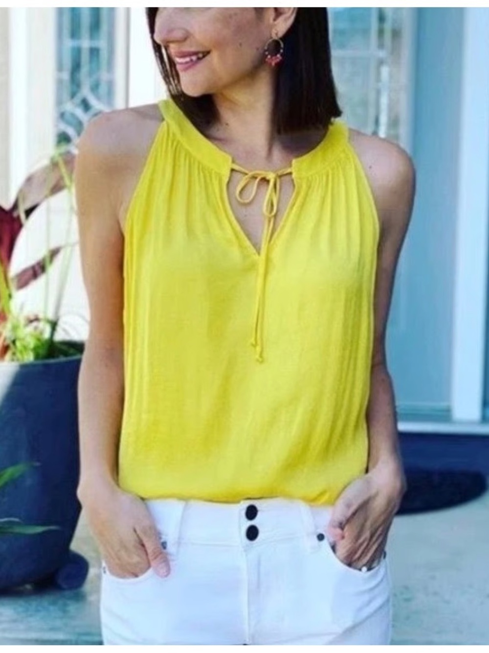 Cabi 5725 Bright Yellow Halter Tie-Neck Women's Top